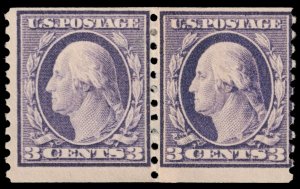 United States Scott 445 Type I, Pasteup Pair (1914) Mint NH Fine OG C