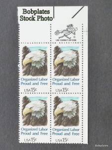 BOBPLATES #1831 Organized Labor Lower Left  Zip Block  F-VF NH SCV=$1.25