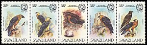 Swaziland 427, MNH, Bearded Vulture strip of 5