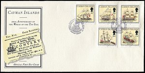 Cayman Islands 688-692, FDC and PO brochure, 200th anniv. Wreck of the Ten Sail