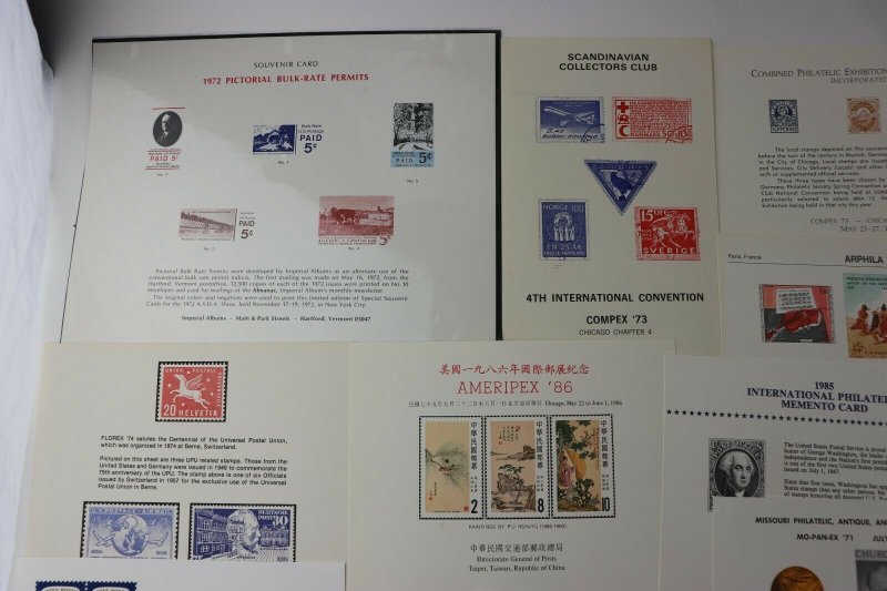 WW US Philatelic Exhibition stamp club Souvenir card sheet pages lot reprint