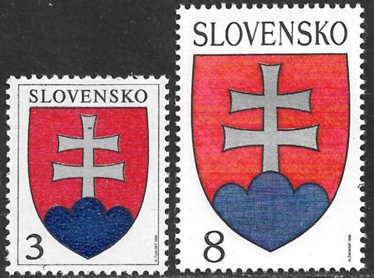 SLOVAKIA 1993 National Arms First Issue Sc 150-151 MNH