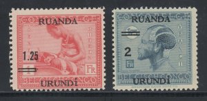 Ruanda Urundi Sc 35-36 MNH. 1931 Surcharges, complete set of 2, fresh, bright