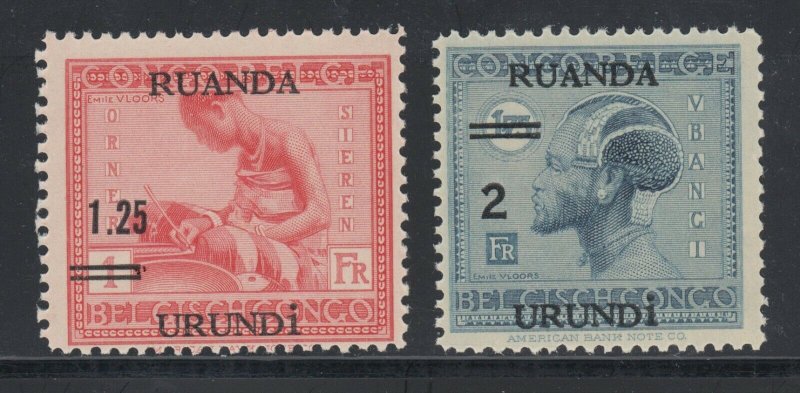 Ruanda Urundi Sc 35-36 MNH. 1931 Surcharges, complete set of 2, fresh, bright