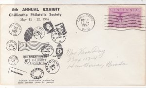 U.S. 1957 Chillicothe Philatelic Society 8th Annual Ex Illust Stamp Cover  37671