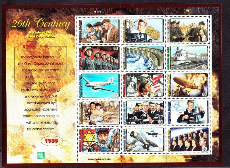 Marshall Island 20th Century Decade of New Possibilities Mint Sheet Series NH