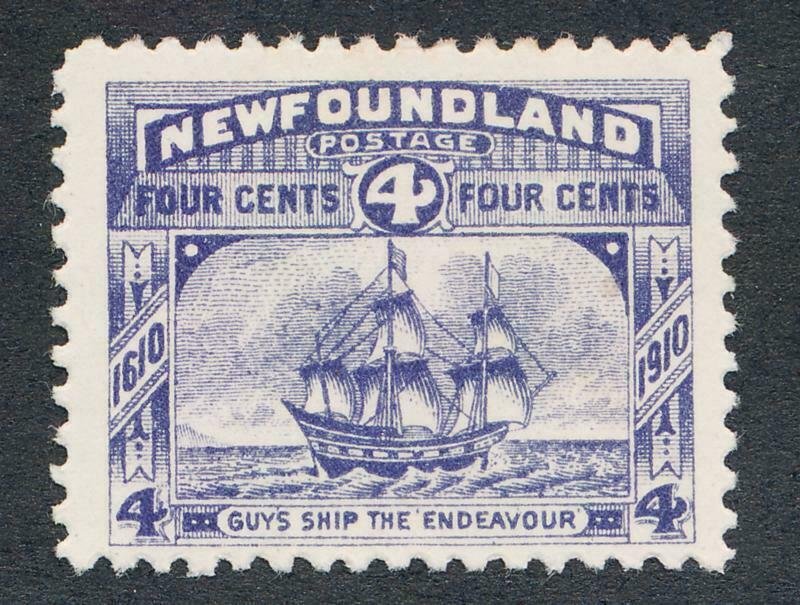 NEWFOUNDLAND 90 MINT F-VF LH 4c GUYS SHIP