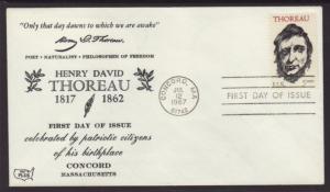 US 1327 Thoreau FDC Plus U/A FDC