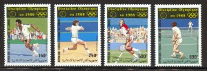 Comoro Islands Scott C167-70 Unused HOG - 1987 Olympic Tennis - SCV $17.00