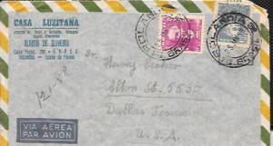 Brazil used stamps on airmail envelope.  1958.