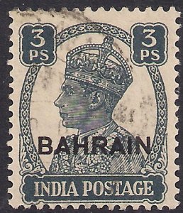 Bahrain 1942 - 45 KGV1 3ps Slate on India used SG 38 ( K815 )