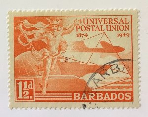 Barbados  1949 Scott 212 used - 1.½p, 75th  Anniv of the UPU