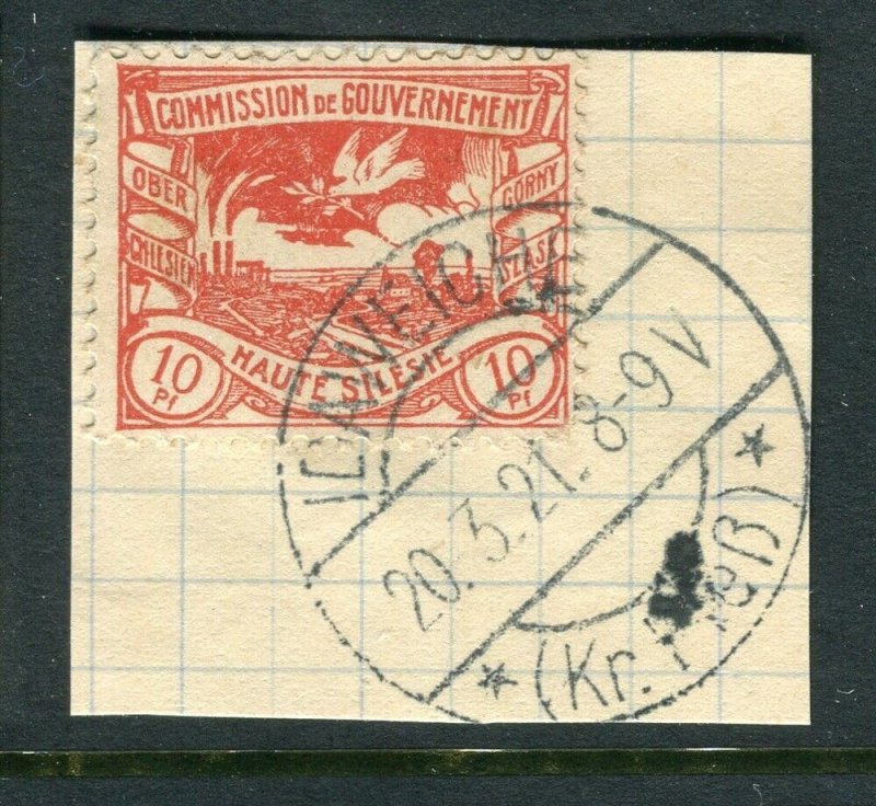 GERMAN SILESIA; 1920 early pictorial issue used 10pf. on fine POSTMARK PIECE