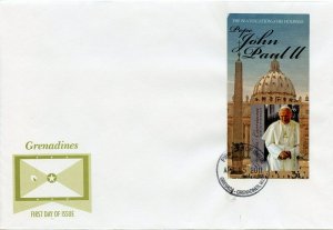 GRENADA GRENADINES 2011 BEATIFICATION OF POPE JOHN PAUL II IMPERF S/SHEET ON FDC