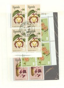 Uganda #127-29 Used Multiple (Flowers)