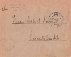 South West Africa 1917 WWI Prisoner of War POW AUS Cover to Luderitzbucht