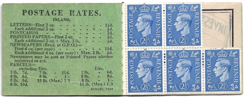 Doyle's_Stamps: 1944 WWII King George VI Booklet -- Missing One (1) Stamp