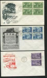 1953 United States Commemoratives First Day Cover Set of 12 - Stamps #1017-1028