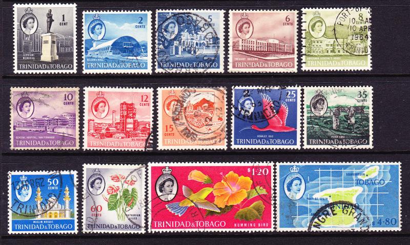 Trinidad y Tobago 1960-67 QEII pictorials parte Set 14 Fu 