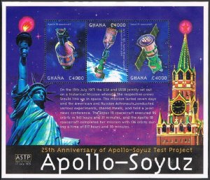 Ghana 2188 ac,2189 sheets,MNH. Apollo-Soyuz mission, 25th Ann. 2000.