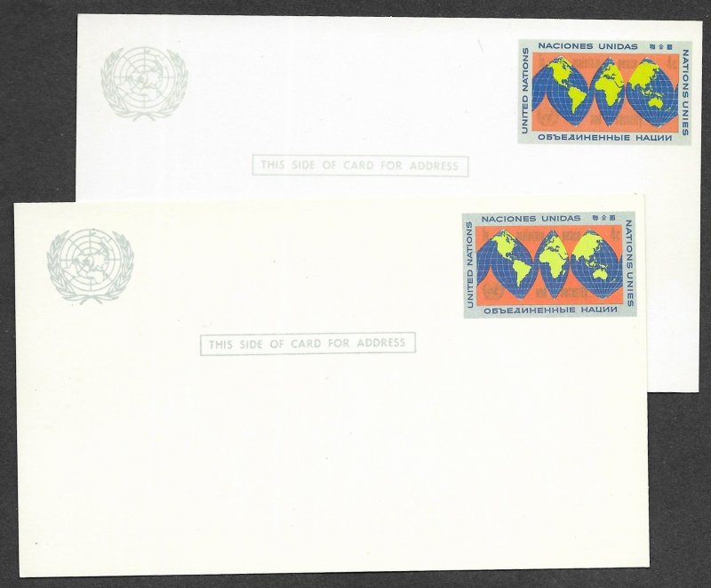 UN-NY # UX3  Postal Card 4c - both printings 1963/1967   (2) Mint NH