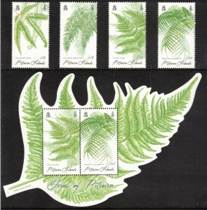 PITCAIRN ISLAND 2016 Ferns; Scott 821-24, 824a; MNH
