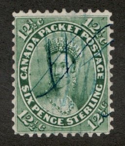 1859 Canada Sc# 18 - 12½¢ Queen Victoria - Used postage stamp Cv$150 usd