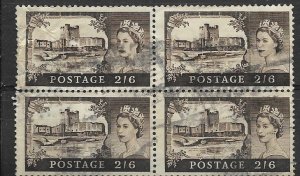 1955 Great Britain   Windsor Castle  Block of 4  SC# 309 Used