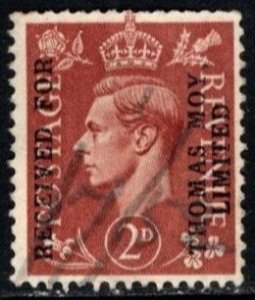 Vintage Great Britain Revenue 2 Pence George VI Commercial Overprint Used