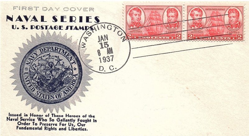 USA 1936-37 Scott 785-794 Complete set Army-Navy FDC scv $85.00