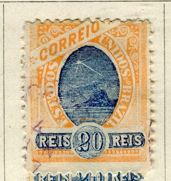 BRAZIL; 1894 early issue fine used 20r. value