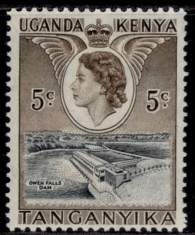 KENYA UGANDA TANGANYIKA QEII SG167, 5c black & deep brown, M MINT.