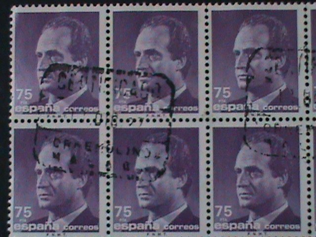 SPAIN-1989-SC# 2440-JUAN CARLOS CTO BLOCK OF10 VF FANCY CANCEL-KEY STAMPS