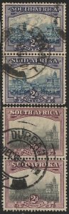 SOUTH AFRICA 1931-38 Sc 36,53  2d Govt Buildings Used Pairs VF, cv $46