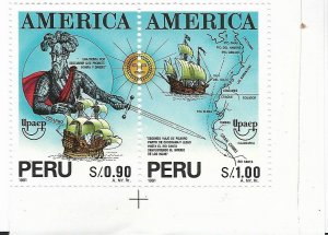 PERU 1993 DISC. OF AMERICA FRANCISCO PIZARRO AMERICA UPAEP SHIPS MAPS SC 1047