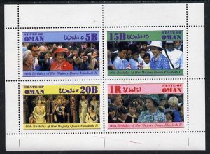 Oman 1986 Queen's 60th Birthday perf set of 4 (1R value s...