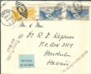 Ancon Canal Zone to Honolulu, Hawaii 1936 Pacific Clipper Airmail (47949) 