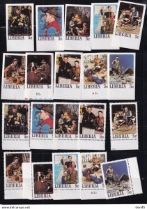 Liberia 1979 Art Norman Rockwell set 100 stamps Perf+Imperf MNH 16241