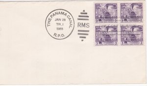 Canal Zone # 147, Early Locomotive First Day Cover, Block of Four