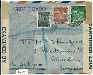 POSTAL HISTORY : CHILE - AIRMAIL COVER to GB - CENSURED : GB & USA
