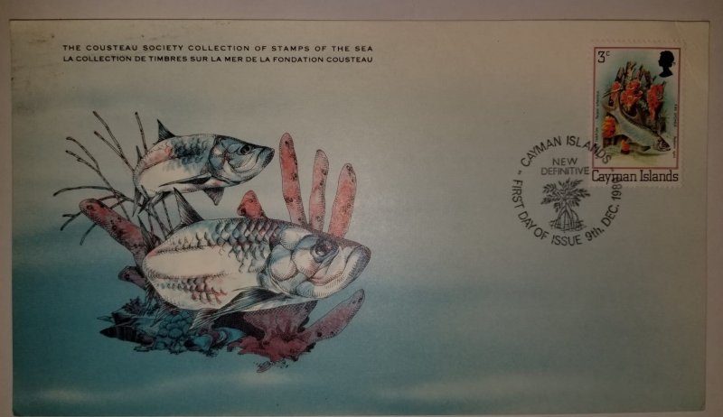 O) 1980 CAYMAN ISLANDS, JUVENIL TARPON AND FIRE SPONGES FISH, COUSTEAU SOCIETY