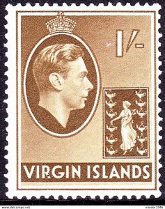 BRITISH VIRGIN ISLANDS 1938 KGVI 1/- Olive-Brown SG117 MH