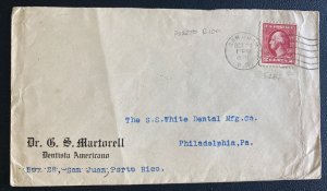 1920 San Juan Puerto Rico American Dentist  Cover To Philadelphia Pa USA