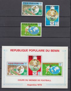 Z24a jlstamps,1978 benin mnh set + s/s #397-9a sports soccer