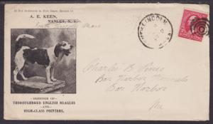 US Sc 279B on 1900 Dog Breeder Advertising Cover with Beagle