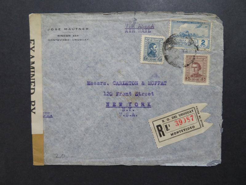 Uruguay 1942 Censor Registered Cover to New York - Z8139