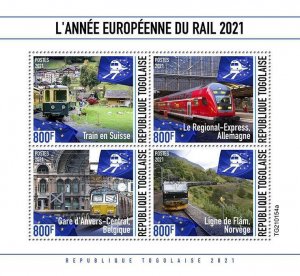 Togo 2021 MNH Trains Stamps European Year of Rail Stations Railways 4v M/S