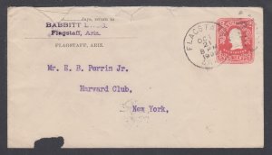 US Sc U395 Entire. 1905 2c envelope, FLAGSTAFF, ARIZ. CDS, Territorial usage