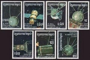 Cambodia 777-783,784,MNH.Mi 855-861,Bl.152 Soviet Spacecraft:Sputnik,Kosmos,Luna