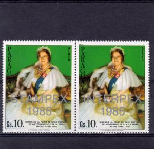 Paraguay 1985 Sc #C590/591 Queen Mother Ovptd. Interpex/Stampex '95  Pair